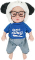 Full Silicone Doll Clothes Outfits for 14", Reborn Baby Doll Suit Accesories Set - Newborn Girl Boy Baby Clothing Gifts Set - Blue Set & Frame (Cl...