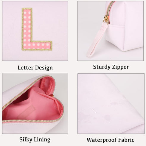 Personalized Initial Makeup Bag, Small Velvet Cosmetic Bag Cute Makeup Pouch Toiletry Bag Monogram Make Up Bag for Her Daughter Girlfriend Sister ...