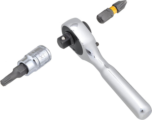 Neiko 03002A Stubby Ratchet, 1/4 Inch Ratchet Wrench and Bit Driver, 108-Tooth Reversible Ratchet, 3.3 Degree, Mini 1/4 Ratchet Drive, Oval Head W...
