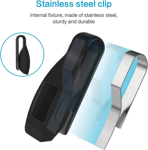 2-Pack Clip for Fitbit Inspire or Inspire HR Holder Accessory, Black+Soft Pink (not for inspire 2)...