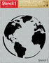 Stencil1 Earth Stencil|Globe Stencil 8.5 x 11 inches for Painting on T-Shirts, Canvas, Wall, Wood, and Home Decor|Wall Decals - Reusable...