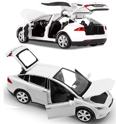 Toy Car Model X, Pull Back Car Toys Alloy Vehicles with Lights and Sound 1:32 Scale Model Car (White)...