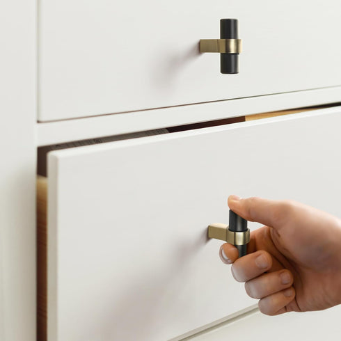 Design House Emery Cabinet Knobs, 5-Pack, Modern Kitchen Handles, Matte Black and Satin Gold, 188300...