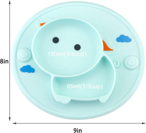 Toddler Plates, One-Piece Baby Plate for Toddlers and Kids, BPA-Free Strong Suction Plates for Toddlers, Dishwasher and Microwave Safe Silicone Pl...