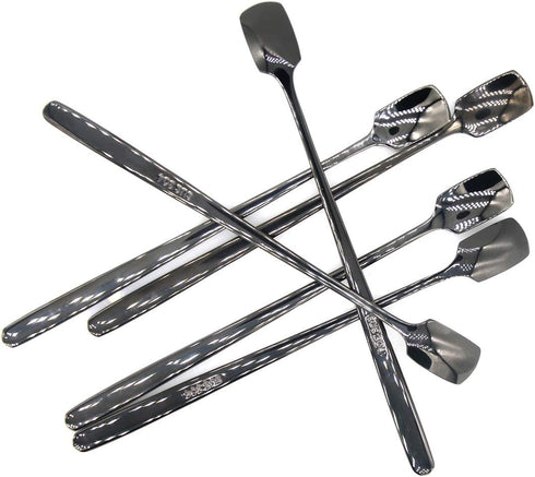 6 PCs Stainless Steel Mixing Spoon with Black Finish - Stirrer Spoon with Shovel-Shaped Head for Coffee, Ice Tea, Soft Drink, Cocktail, Length 6-1...
