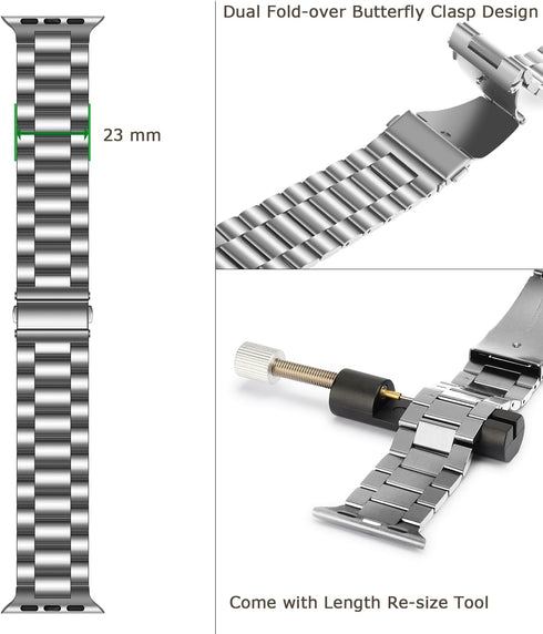 Tasikar Band Compatible with Apple Watch Band 49mm 46mm 45mm 44mm 42mm Premium Stainless Steel Metal Replacement Strap Compatible with Apple Watch...