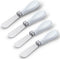 Mixweer 4 Pcs Butter Knife Stainless Steel Butter Spreader Knife with White Porcelain Handle Wide Blade Cheese Knife Spreader for Kitchen Use, 5.1...