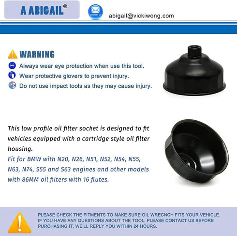 Oil Filter Wrench Cap Removal Tool 86.4mm 16 Flutes for BMW with 86mm Cartridge Style Filter Housing Caps, Oil Filter Housing Cap Removal Tool to ...