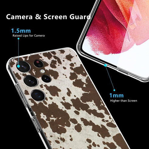 Cow Print Samsung Galaxy S22 Ultra Case, Western Cowhide Print iPhone Case for Men Women Cowgirl Cowboy Gifts Cool Moo Farm Animal Country Retro C...