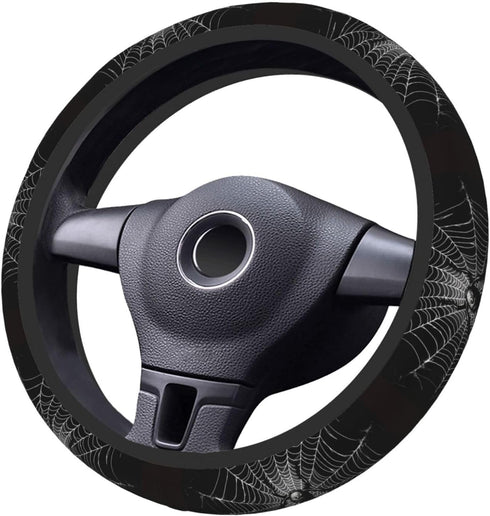 Gothic Spider and Web Steering Wheel Covers,Anti Slip Sweat Absorption Elasticity Car Accessories Steering Wheel Protector Universal 15 Inch for S...
