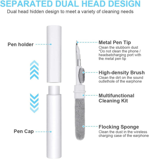 Bluetooth Earbuds Cleaning Pen, 3 in 1 Multifunction Cleaner Kit with Soft Brush for Wireless Earphones Bluetooth Headphones Charging Box Accessor...