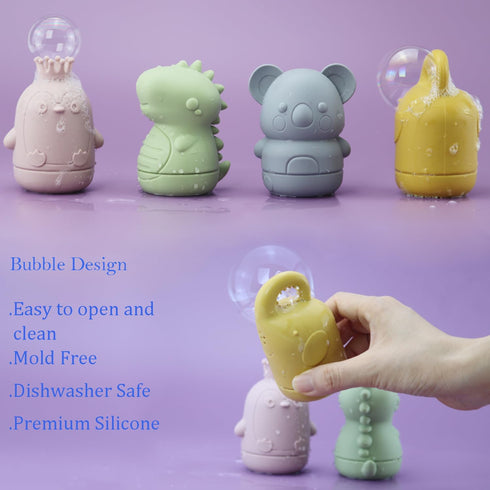 6 Packs Silicone Baby Bath Toys, Mold Free Baby Bath Toys for Kids 6-12 month Animal Squirt Bathtub toys for toddlers1-3 Easily Twist open and cle...