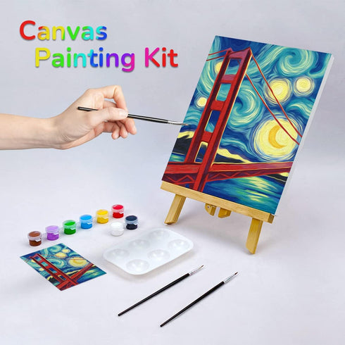 VOCHIC Canvas Painting Kit Pre Drawn Canvas for Painting for Adults Party Kits Paint and Sip Party Supplies 8x10 Canvas to PaintThe Starry Night G...