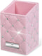 LORYP Makeup Brush Holder Crystal Brushes Cup Pink PU Make up Brush Case Bag Storage for Women...