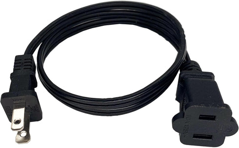 Short Extension Cord 2 Foot, 18 AWG Small 2 Prong Power Cord Cable, Black Male to Female Outlet Saver for Indoor Use, 2 Ft AC Power Extensions Cab...