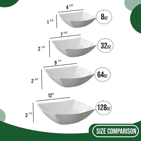 Exquisite Disposable Bowls Plastic Serving Bowls Pack Of 12 Square Salad Bowl 8 Oz White Plastic Bowls For Parties Disposable Serving Bowls For Sa...