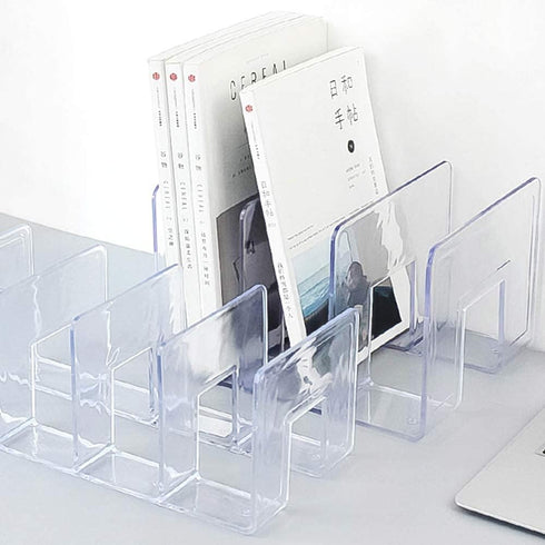 LUGUNU Clear Acrylic Desk File Sorter Purse/Handbag Organizer clutch divider Mesh Folder Office Supplies Stand Bookshelf (3 Sections) (4 Sections)...