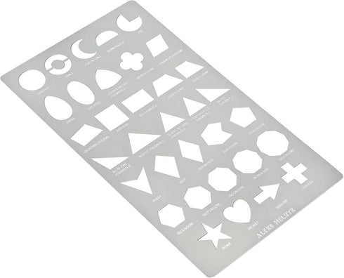 Aleks Melnyk No.414 Metal Stencil, Geometric Shapes with Definition, Small Stencil, 1 PC, Template for Wood Burning, Engraving, Crafting, Scrapboo...