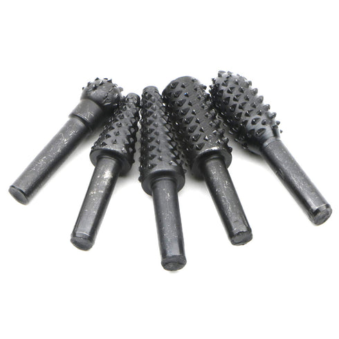 JIUWU 10pcs Black 6.35mm Shank Twist Rotary Burr Drill Bits Wood Carving File Rasp Die Grinder DIY Woodworking Chisel Rotating Embossed Grinding H...
