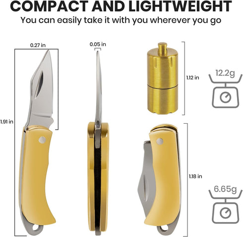 Mini Pocket Knife with Retro Lighter, EDC Small Folding Knife, Keychain Knife Set for Camping Survival, Gadgets for Men, Easy for Everyday Carry (...