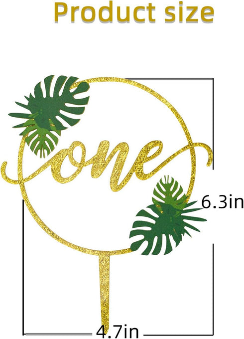 One Cake Topper for Baby 1st Birthday Decorations One Year Old Party Supplies First Birthday Party Photo Booth Props Hawaiian Luau Tropical Palm L...
