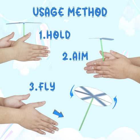 100 Pcs Flying Helicopter Toys Set, 50 Propeller+ 50 Rod,Hand Helicopter, Party Favors Outdoor Toy for Kids Ages 4-8, Gift Summer Outside Yard Act...
