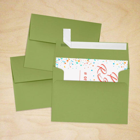 LUXPaper A2 Invitation Envelopes | Peel & Press | 4 3/8" x 5 3/4" | Avocado Green | 70lb. Text | 50 Qty...