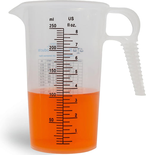 8oz 1 Cup Measure Pitcher with Convenient Conversion Chart– Food Grade - Great for Cooking, Home Hobbies, Aquariums, Pet Additives, Medical and La...