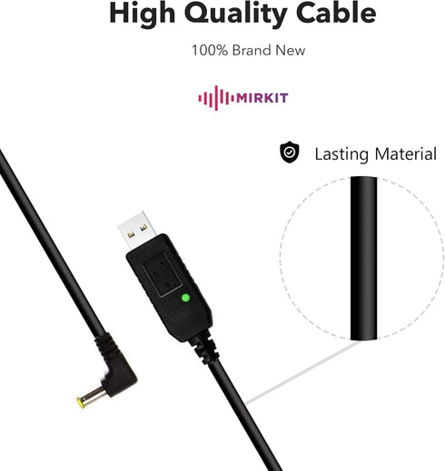 Mirkit 2.5mm USB Charger Cable with Light Indicator for Baofeng Battery UV-5R and UV-82 3800mAh BL-5L and BL-8 High Capacity Batteries for Two Way...