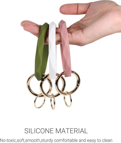 Mymazn Silicone Bangle Key Ring Bracelet Keychain holder for Women Girls Gift Wristlet Round Keyring...