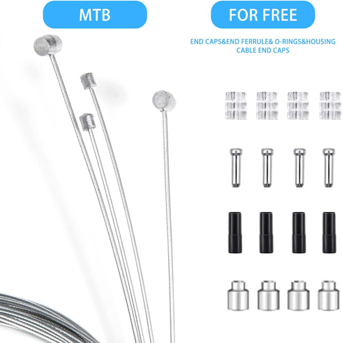 4PCS Bike Brake Cable Gear Shifter Cable Wire Set, Universal Standard Bicycle Brake Cable, Professional Bicycle brake line for Mountain and MTB Bi...
