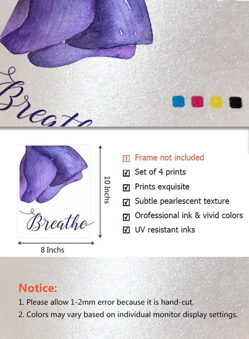 heshengzaixian Purple Flower Bathroom Wall Art Print,Mauve Rose Floral Relax Soak Unwind Breathe Quotes Bathroom Set,Modern Boho Minimalist Decor ...
