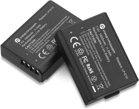 FirstPower Replacement LP-E10 Batteries Compatible with Canon EOS Rebel T3, T5, T6, T7, T100, Kiss X50, Kiss X70, 1100D, 1200D, 1300D, 2000D Camer...