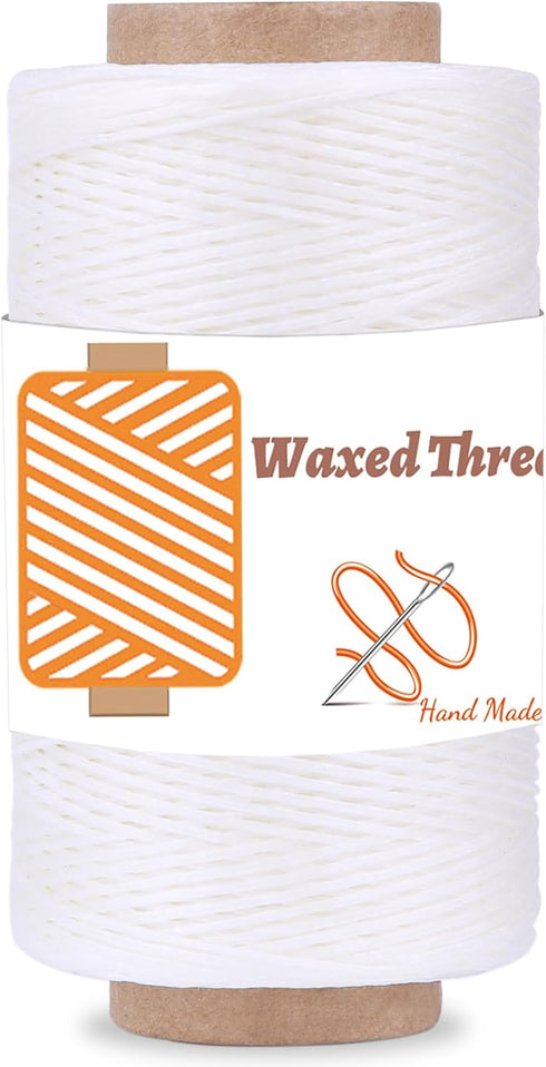 Qmnnma Waxed Thread 284Yards, Leather Sewing Waxed Thread Cord, 150D Waxed Book Binding Thread, Waxed Coated Thread for Beginners Leather Craft DI...
