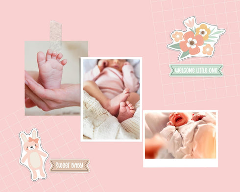 Baby Girl Stickers for Scrapbooking - Decorative Baby Stickers for Scrapbooking, DIY Crafts, Photo Album, Journal - Baby Girl Scrapbook Stickers w...