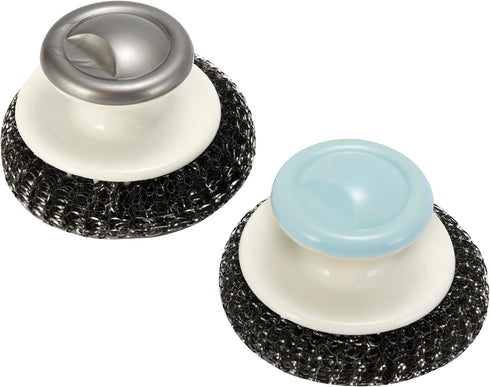 2Pcs Stainless Steel Wool Scrubber with Handle, Steel Wool Scrubber for Cleaning Dishes, Stainless Steel Scrubbing Brushes Cleaning Supplies for P...