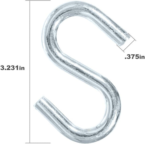Paracord Planet - 4 Packs - S Shaped Hooks S Hanging Hooks S Metal Hanger - 3/8 Inch Thick, 3 Inches Long...