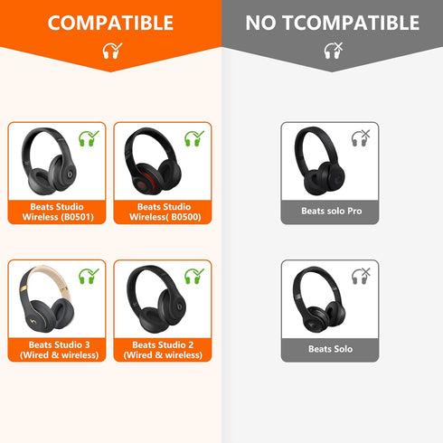 Replacement Ear Pads for Beats Studio 2/3 Wired/Wireless Headphones, Ear Pads for B0501 / B0500, Beat Studio Earpads with Noise Cancelling Foam, S...