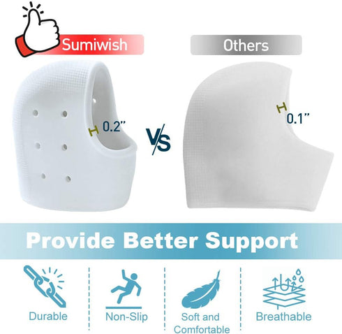 Heel Sleeves, Sumiwish 6PCS Gel Heel Cushion, Heel Support for Plantar Fasciitis, Heel Protector Pads for Bone Spur, Heel Spur Pain Relief and Cra...