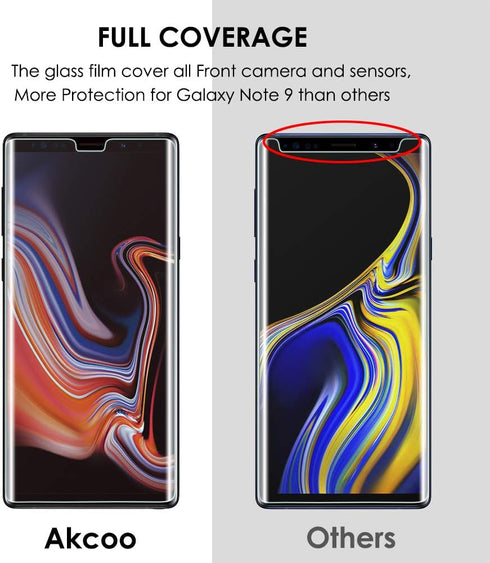 [3 Pack Galaxy Note 9 Screen Protector, UV Tempered Glass, Edge to Edge Full Screen Adhesive, Sensitive Touch, Scratch Repair, HD Display without ...