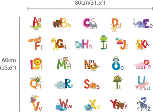 DECOWALL DS4-8002 Animal Alphabet Kids Wall Stickers Wall Decals Peel and Stick Removable Wall Stickers for Kids Nursery Bedroom Living Room (Smal...