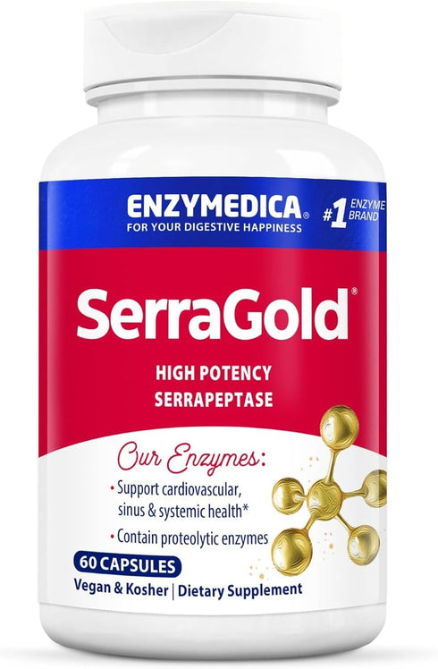 Enzymedica, SerraGold, High-Potency Serrapeptase Enzyme Supplement, Supports Respiratory, Heart & Immune Function, 60 Count...