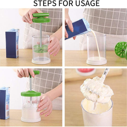 Manual Whipping Cream Dispenser Handheld DIY Whipped Cream Dispenser Professional Cream Whipper Maker for Shop Kitchen Salad Dressings Frothy Drin...
