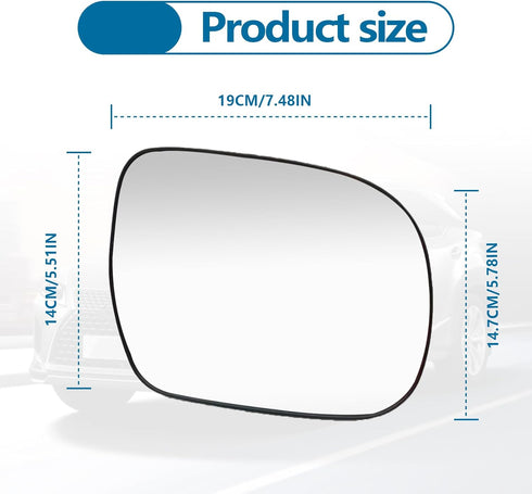 Passenger Side Heated Mirror Glass Side Mirror with Rear Holder Replacement for Lexus RX330 2004-2006 RX350 2007-2009 RX400h 2006-2009...