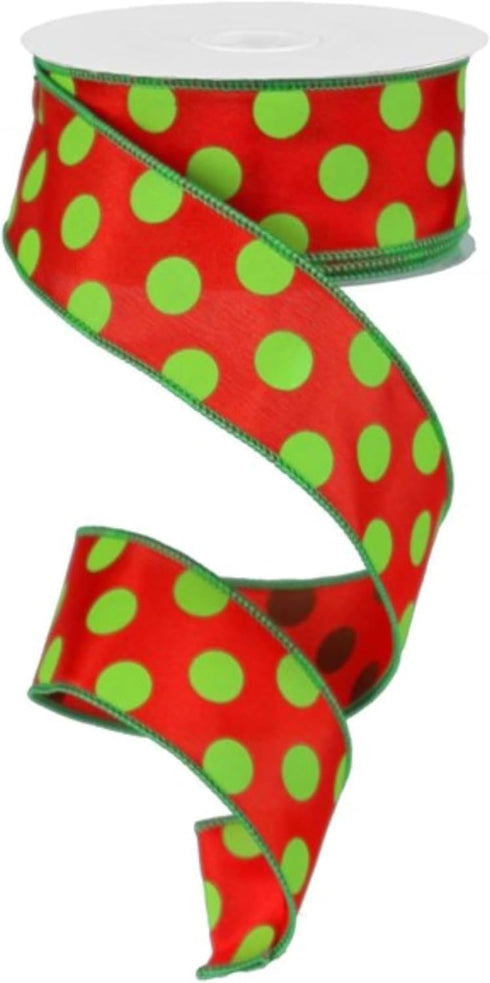 Ex=pressions Polka Dot Christmas Ribbon: Red and Lime Green 1.5" X 10 Yards : RG15873Y...
