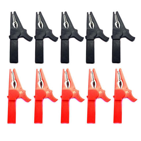 10Pack Alligator Clips 1000V 32A Heavy Duty Full Insulated Automotive Car Battery Alligator Clips Electrical Test Clips with 4mm Banana Jack Socke...