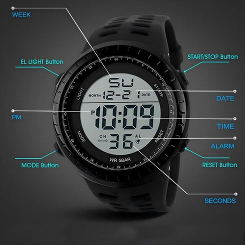 LYMFHCH Men's Digital Watch, Sports Waterproof Military Watches for Men LED Casual Stopwatch Alarm Tactical Army Watch...