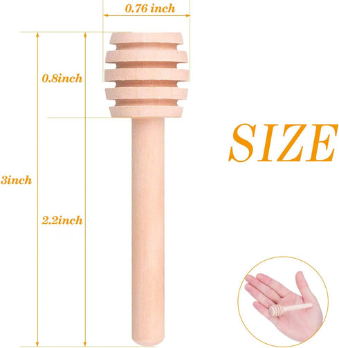 Premium 50-Pack 3 Inch Mini Wooden Honey Dipper Stick, Individually Wrapped,Pefect for Wedding Shower Party Favors Honey Jar spoon or Honey Wands ...