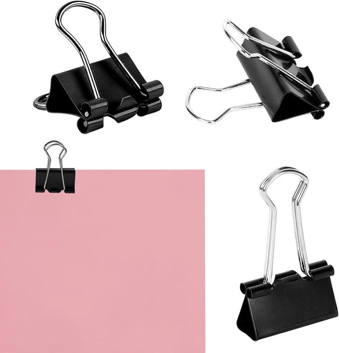 SANNIX 42 PCS Binder Clips, 1 inch 25mm Binder Clips Black Paper Clamps Medium Size for Office Home School...