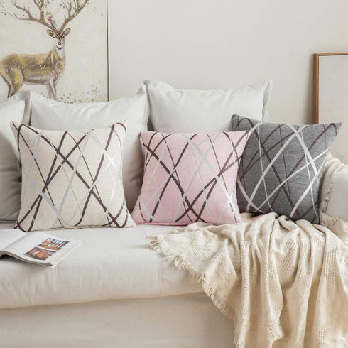 MIULEE Pack of 2 Decorative Throw Pillow Covers Cute Woven Textured Chenille Cozy Modern Concise Soft Beige Square Cushion Shams for Bedroom Sofa ...